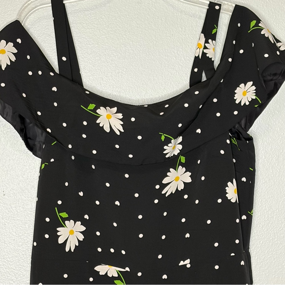 Karl Lagerfeld Romper Scoop Neck 6 Black White Off Shoulder Strap Wide Leg Crop - Picture 3 of 8